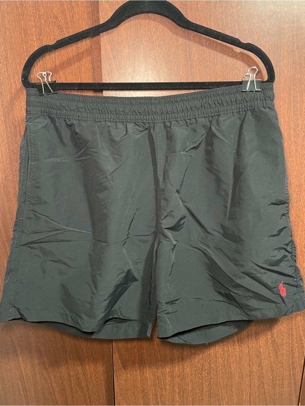 Polo by Ralph Lauren Black Athletic Swim Shorts with Red Pony